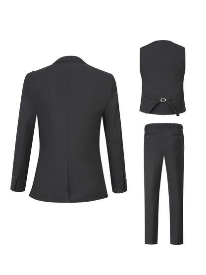 4pcs Luxury Classic Mens Solid Dress Suit Set - Lapel Jacket, Vest, And Trousers, Regular Fit, Long Sleeve, Conventional Contour, Perfect for Wedding Banquet, Business Meetings - High-Quality Fabric, Comfortable Wear, And Stylish Design