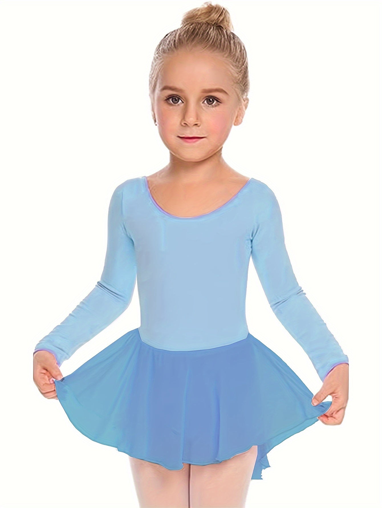 Girls' Classic Long Sleeve Ballet Leotard with Crisscross Back Detail - Stretchy Polyester Dance Dress for Parties, Birthdays & Sports Events, Perfect for Outdoor, All Seasons, Gift for Back-To-School Season, Beach Essentials