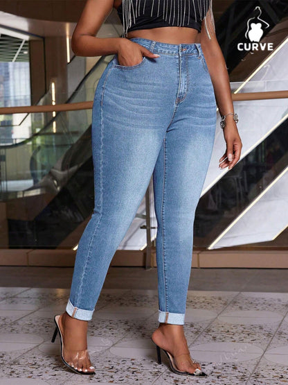 Butt - Lifting! Women's Plus Size High - Waisted Cuffed Jeans
