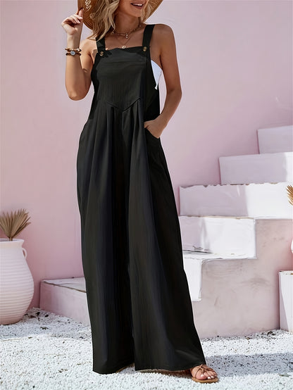 1pc Polyester Women's Sleeveless Cami Jumpsuit Wide Leg Pants, Black Friday/Christmas Wear, Spring/Summer/Fall Casual/Dating, Versatile Machine Washable, Perfect for Summer Vacations, Christmas, Black Friday, Casual Outings, Beach Wear, Parties