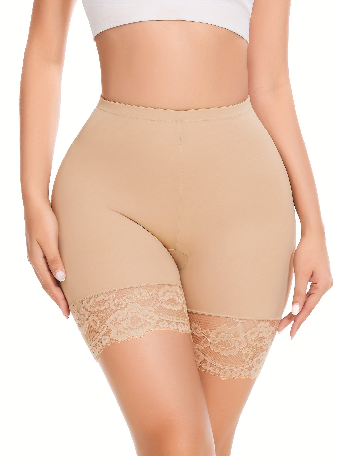 JUQDNX Seamless Lace Boyshort Panties - Tummy Control & Butt Lifting, Anti-Chafing Compression Slimmer Underwear for Women, Breathable / Blend, Ideal for Dresses & Shorts, Tummy Control Underwear