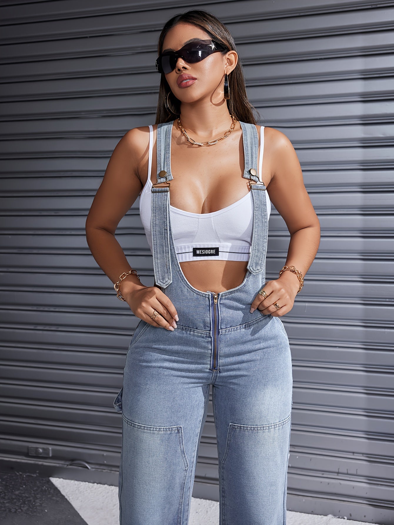 Women'S Clothing For Autumn And Summer, Women'S Summer Wear, Women'S Denim, Overalls, Adjustable Shoulder Straps, Loose Straight Legs, Wide-leg Denim Jumpsuits, Loose Jumpsuits