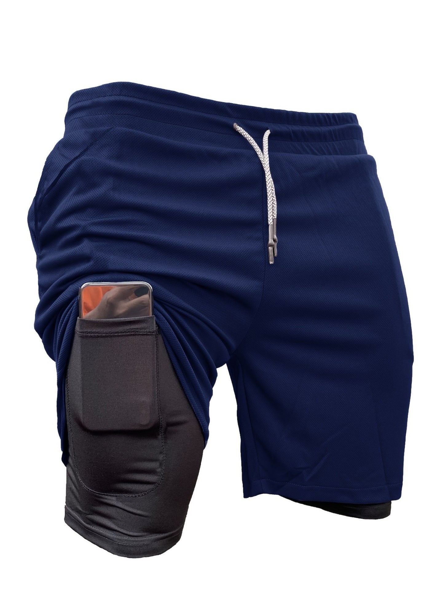 5pcs High Stretch Sports Shorts 5pcs Men'S 2-in-1 Double Layer Shorts With Inner Pocket, High Stretch Sports Shorts For Summer Gym Workout Training