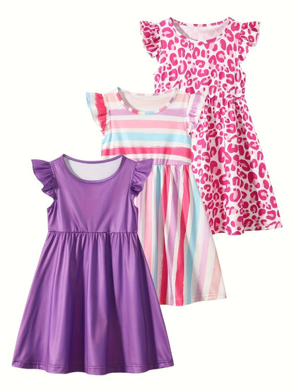 Girls' Mixed Casual Outfit Set - 3-Piece