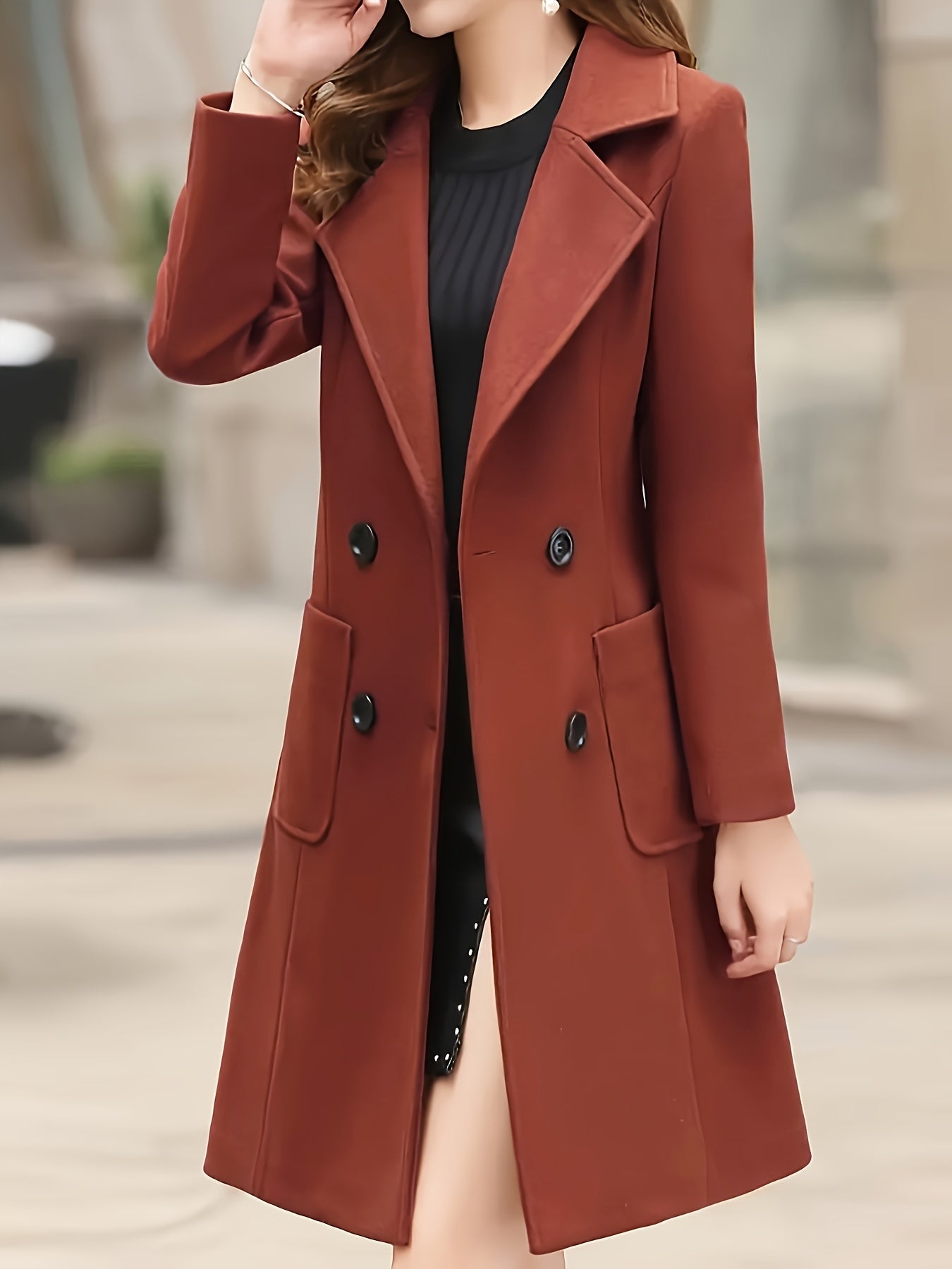 Easter & Mother's Day Gifts,Women's Fashion Solid Open Jacket - Lapel, Double Breasted, Long Sleeves - Perfect for Winter and Fall Fashion