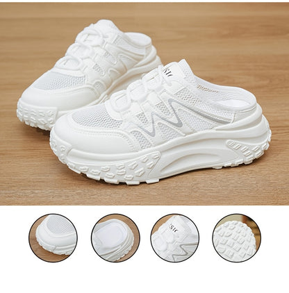 Women'S Casual Summer Shoes with Thick Soles And Versatile Slippers, Easy And Breathable Mesh Surface, White And Comfortable., Women Shoes