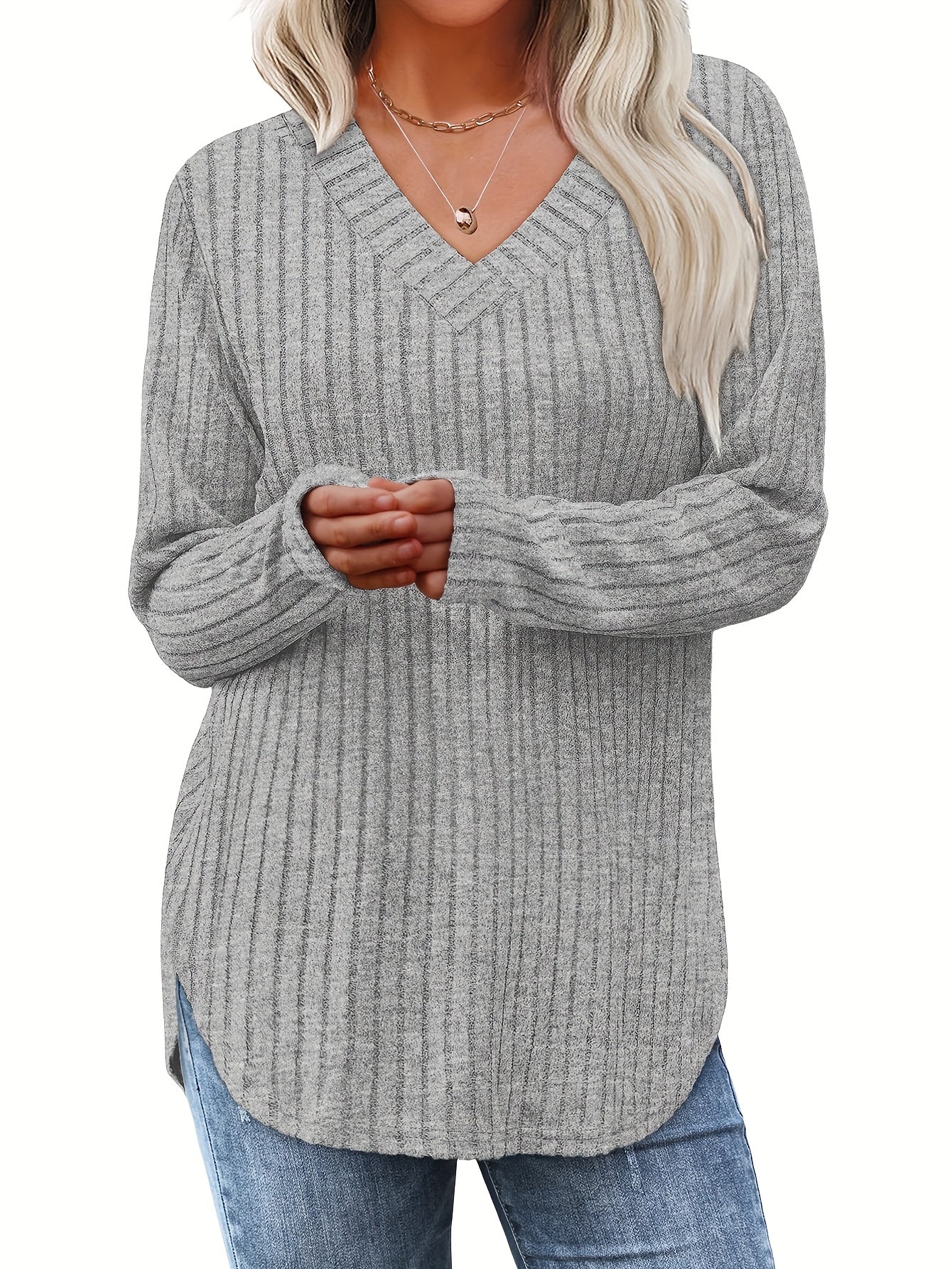 Women'S Three-Piece Fashion Tops for The Fall And Winter Season: Basic Long-Sleeve Styles, Lightweight Sweaters, And Loose, Stylish V-Neck Pullovers