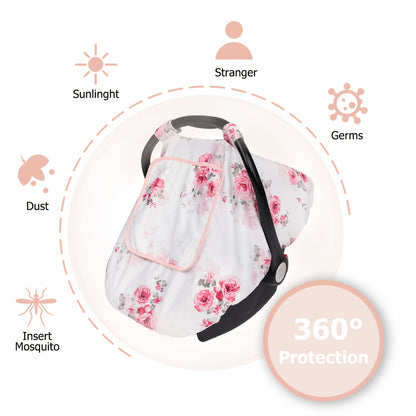 Car Seat Cover for Baby, Minky Baby Car Seat Cover, 3-In-1 Car Seat Cover, Soft And Breathable Car Seat Cover for Infant, Baby Items, Newborn Necessities