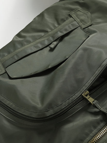 Men'S Plus Size Flight Jacket with Faux Fur Collar, Made from 100% Nylon in a Solid Military Style, Featuring a Non-Stretch Woven Fabric, Zipper Closure, And Pockets. This Regular Fit Outerwear Is Lined with And Available in Plus Sizes