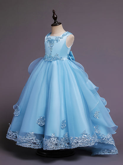 (Size Is Slightly Larger, Recommended To Purchase One Size Smaller Than Usual) Flower Dress Princess Puffy Tulle Dresses Bridesmaid Wedding Communion Birthday Party Pageant Maxi Prom Gown For Kids