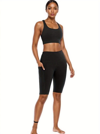 6pcs Set Of Women's Cycling Shorts with Pockets, High Waist Belly-closing Exercise Yoga Running Fitness Tennis Shorts Large Size Sports Shorts
