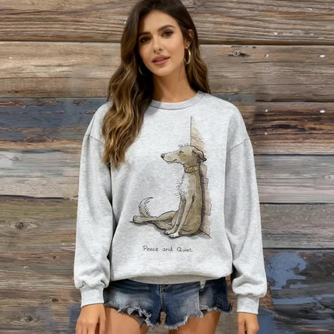 Women'S Sports Thin Section Sweatshirt, Women'S Pattern Creative Printing Sweatshirt, Multi-Color Casual round Neck Pullover, Machine Washable Comfortable Autumn and Winter Clothing, Interesting Design, Soft Fabric, Local Delivery