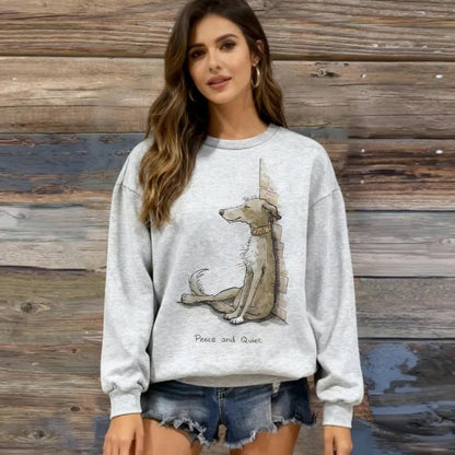 Women'S Sports Thin Section Sweatshirt, Women'S Pattern Creative Printing Sweatshirt, Multi-Color Casual round Neck Pullover, Machine Washable Comfortable Autumn and Winter Clothing, Interesting Design, Soft Fabric, Local Delivery