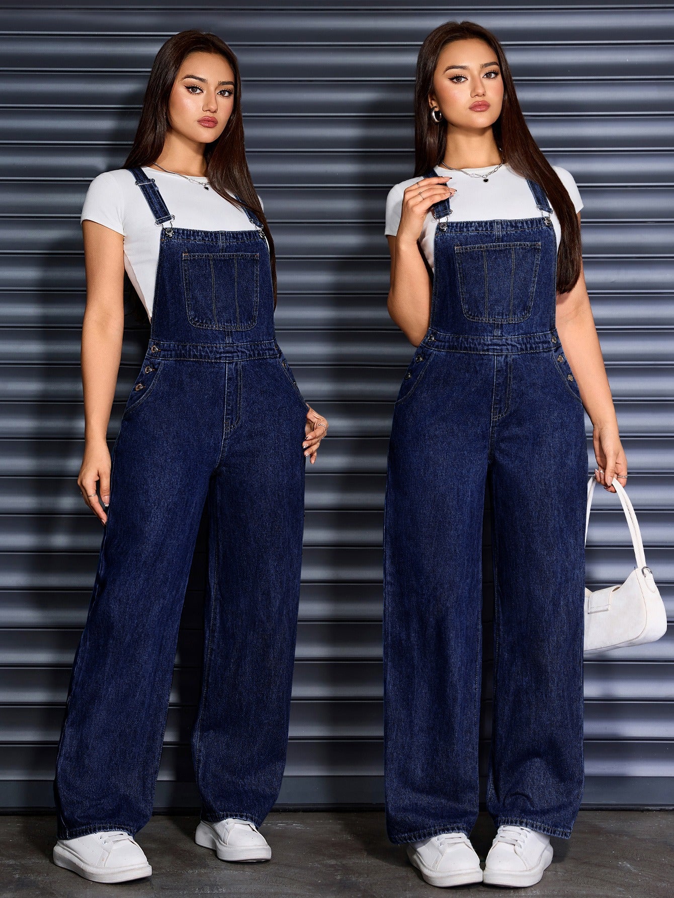 [Denim Wide Leg Jumpsuits] Womens Overalls Denim Straight Wide Leg Jeans Overall Loose Fit Bib Baggy Jean Jumpsuits Adjustable Straps