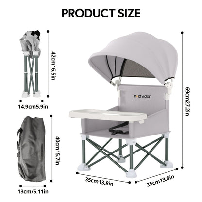 Portable Baby Booster Seat - Detachable Feeding Tray