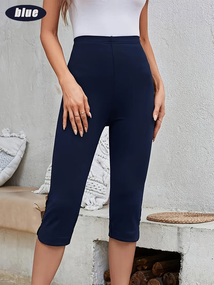 3pcs Women's Autumn And Winter Clothing, High-waisted Capri Leggings, Halloween Costumes - High Elasticity with Fake Button Details, 3 Solid Colors (black, Navy Blue, Red), Machine Washable