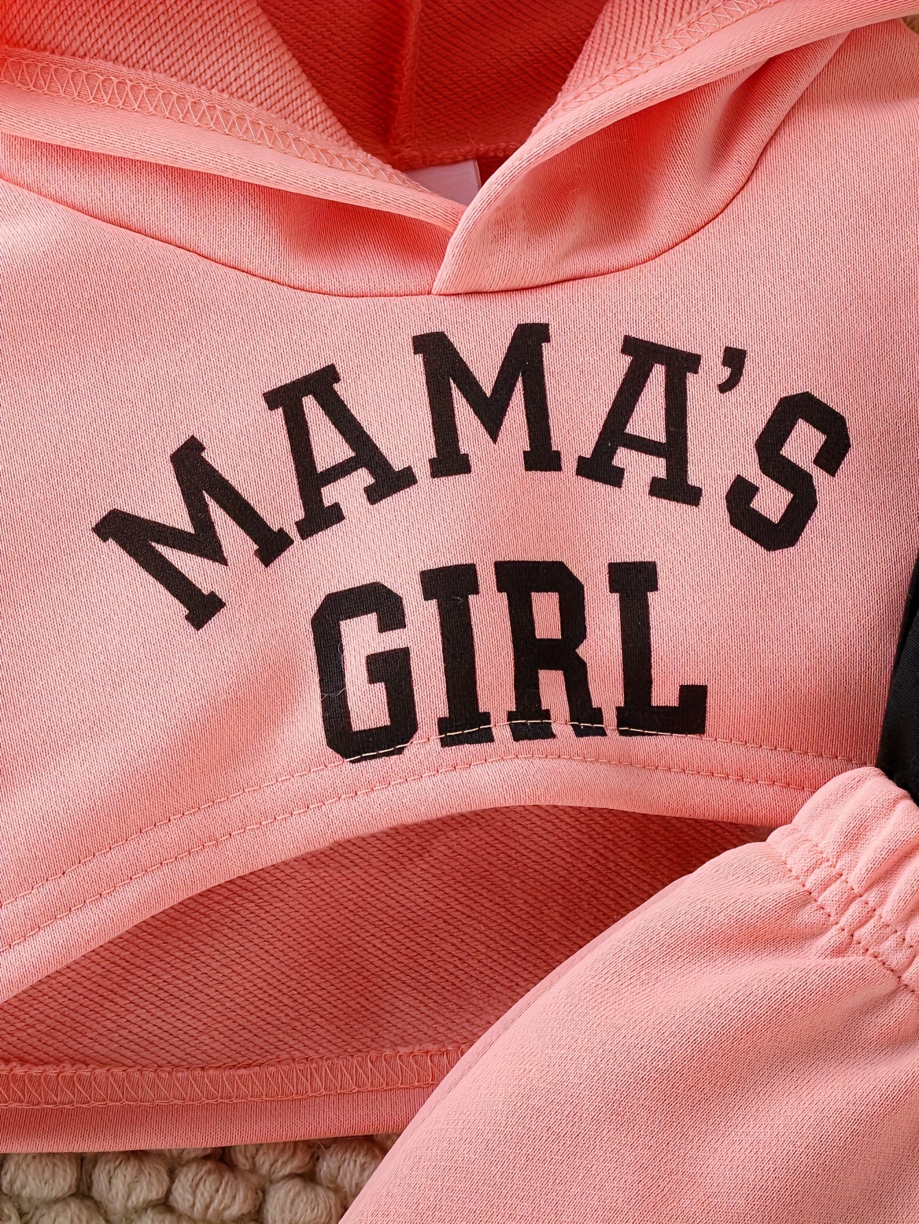 3pcs Layette Set for Youngsters - "Mama's Girl" Pink Hoodie, Cami Top & Jogger Pants with Drawstring Waist, Casual Knit Fabric Outfit for Fall/Winter, Casual Wear|Playful Design|Stretchy Materia, for Outdoor, Perfect for Outdoor