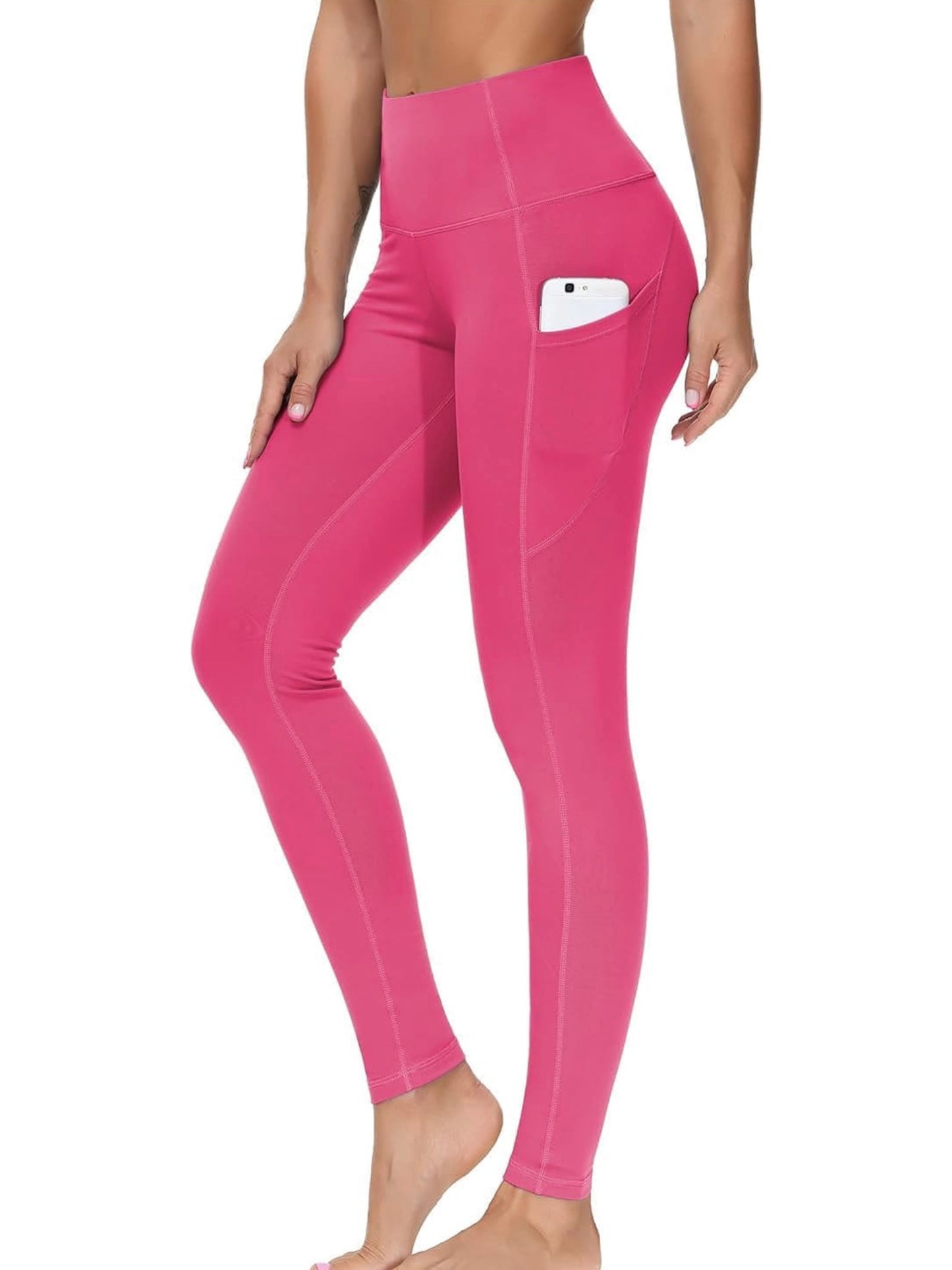 k910 Womens High-Waist Pocket Yoga Pants - Solid Color Stretch Fitness Leggings - Squat-Proof, Breathable Activewear with Secure Pockets for Convenience and Styls