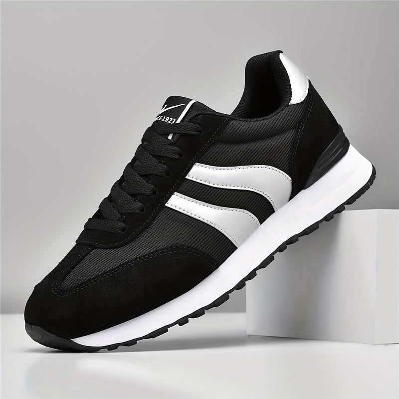 AOPLUS Men'S Lightweight Running Sneakers - Breathable Low-Top Shoes with a Cushioned Midsole, Sturdy Rubber Outsole & Black/White Style for Gym, Casual & Year-Round Use, Athletic Footwear, Stylish Sporty Look, Comfortable Fabric Upper