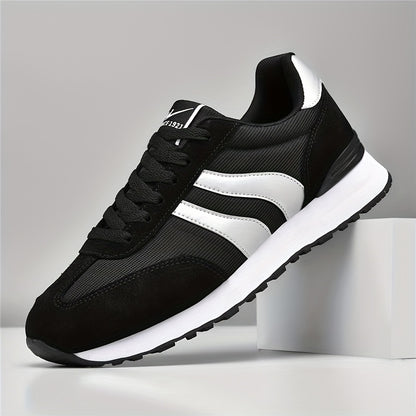 AOPLUS Men'S Lightweight Running Sneakers - Breathable Low-Top Shoes with a Cushioned Midsole, Sturdy Rubber Outsole & Black/White Style for Gym, Casual & Year-Round Use, Athletic Footwear, Stylish Sporty Look, Comfortable Fabric Upper