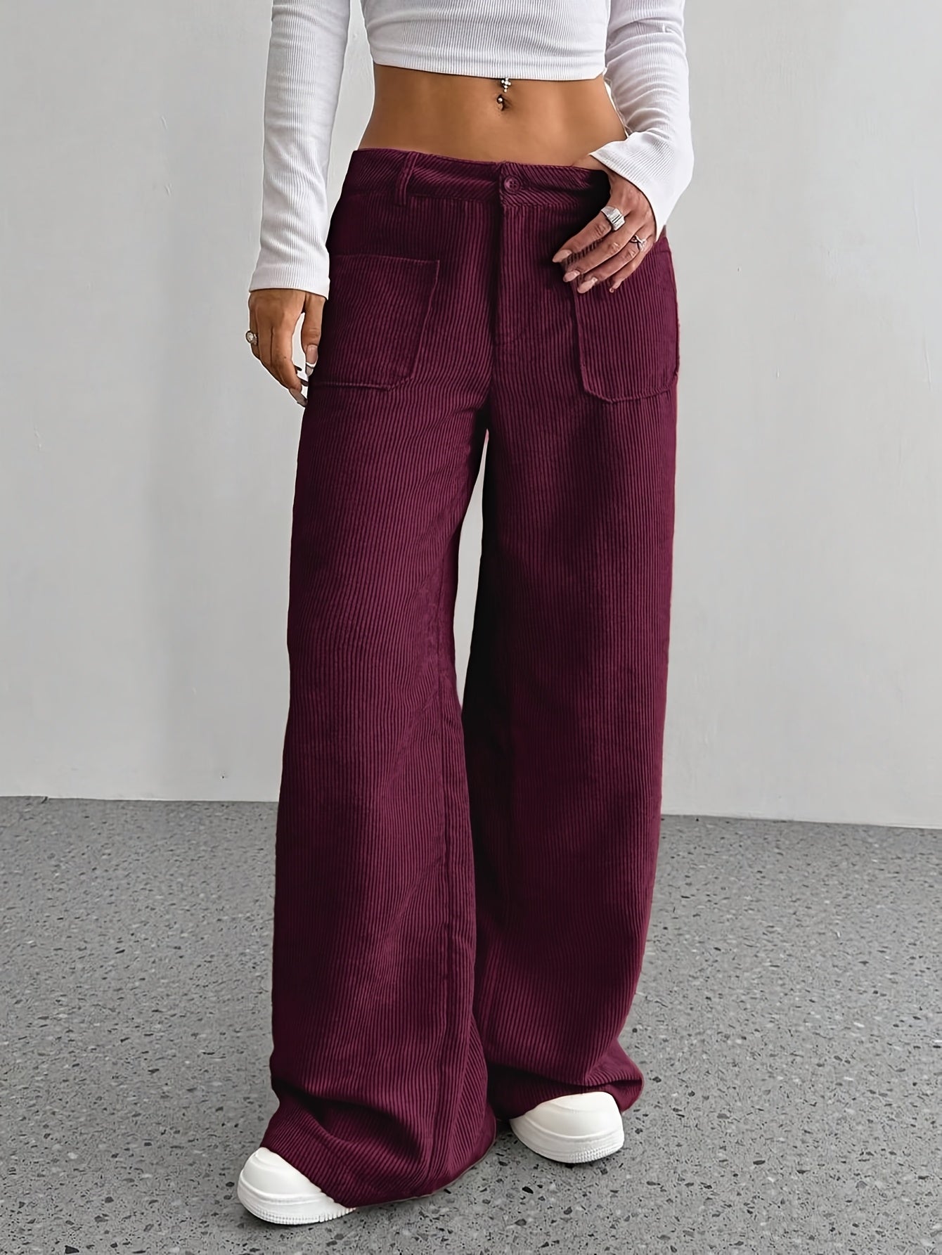 2025 New Explosive Product Chic Straight Pants with Pockets in Solid Color - Casual And Comfortable, Women'S Machine Washable