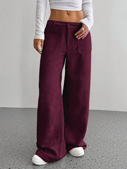 2025 New Explosive Product Chic Straight Pants with Pockets in Solid Color - Casual And Comfortable, Women'S Machine Washable
