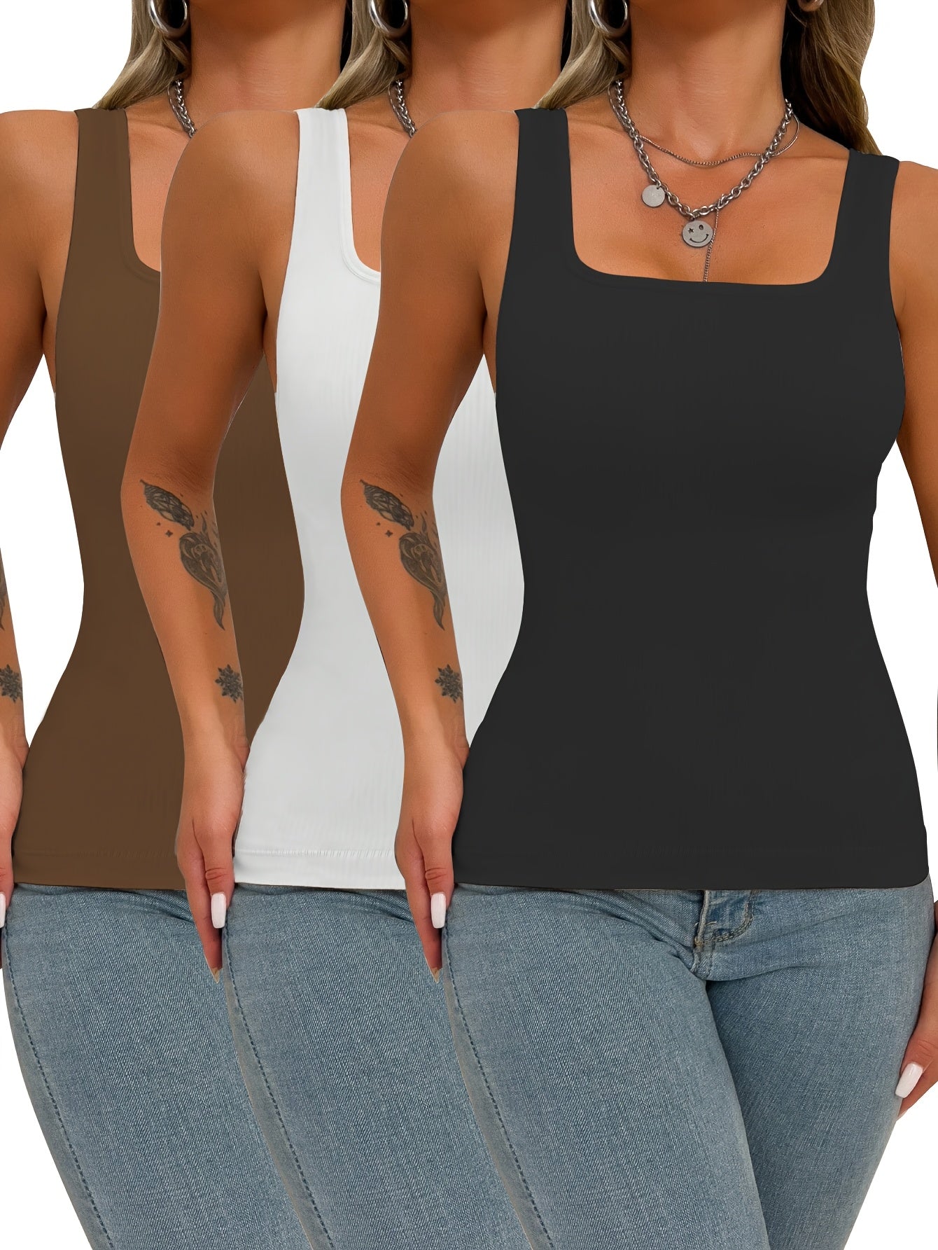 3pcs-Womens Shapewear for Women Tummy Control Tank Top Body Shaper Seamless Compression Camisole Tops, Suitable for Daily Outfits, Shopping, Dates, Parties, And Various Festival
