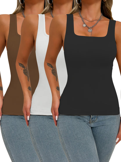 3pcs-Womens Shapewear for Women Tummy Control Tank Top Body Shaper Seamless Compression Camisole Tops, Suitable for Daily Outfits, Shopping, Dates, Parties, And Various Festival