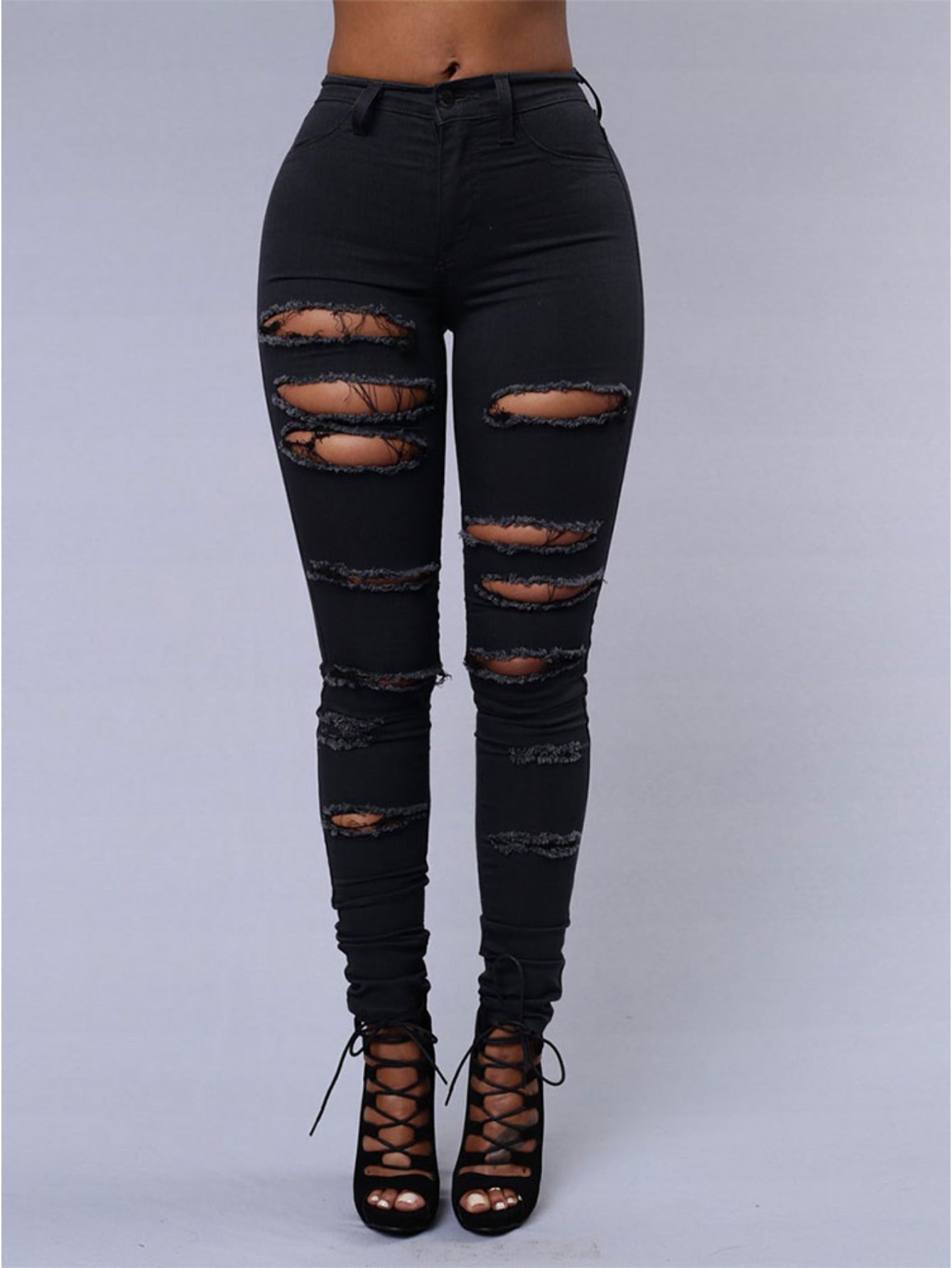 2025Women's Ripped Skinny Jeans, High Waist Stretch Denim Pants - Slim Fit Casual Style for Casual Attire Elegant,, Sexy