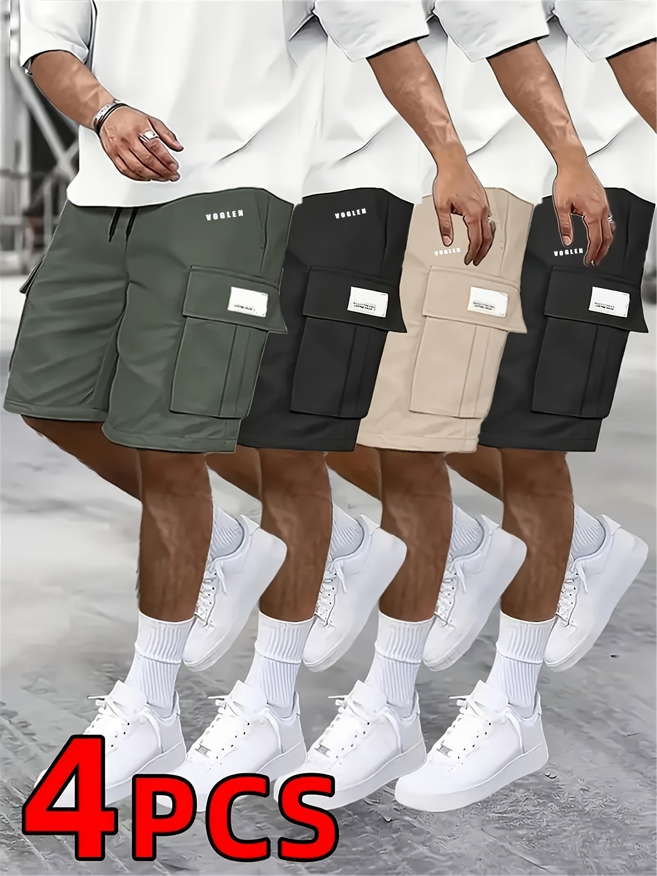 4pcs Men's Loose Fit Workwear Shorts with Large Pocket & 5-Pocket - Casual Athletic Outdoor Shorts Suitable for Gym, Basketball,, Summer Training Pants
