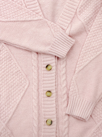 [Cozy Cable Cardigan] Plus Size - Cozy Plus Size Cable Cardigan - Soft Long Sleeve Open Front Layer for Comfortable Everyday Wear