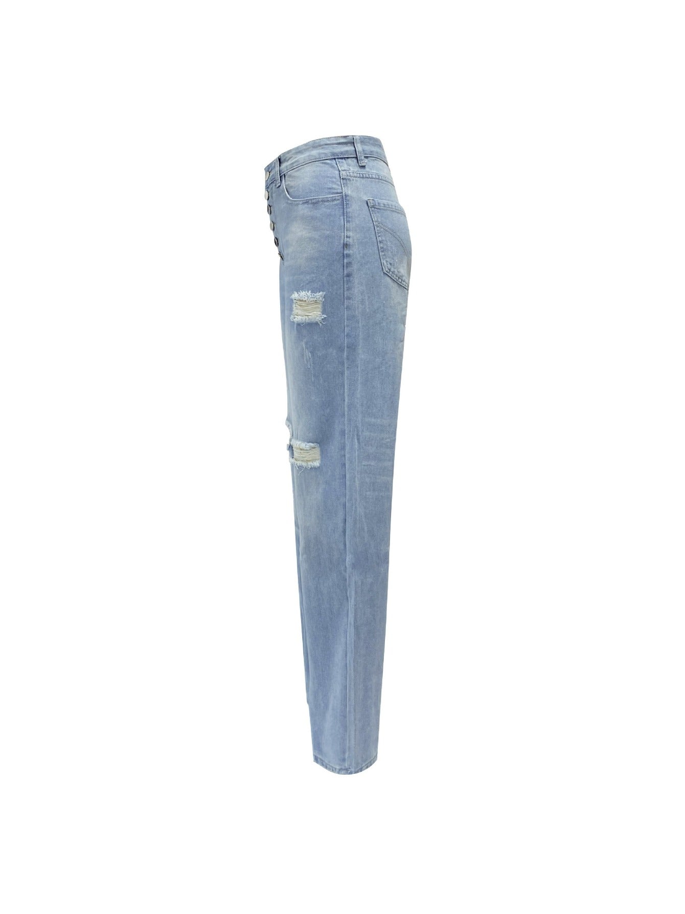 1 Pack Women's 4-Season Fashion Loose Washed Straight-Leg Jeans - Comfortable Stretchy All-Season Regular Fit, Stylish Casual Outfit, Ideal for Daily Wear, Shopping, Dates & Travel - Sizes S/ M/ L/ XL/ XXL