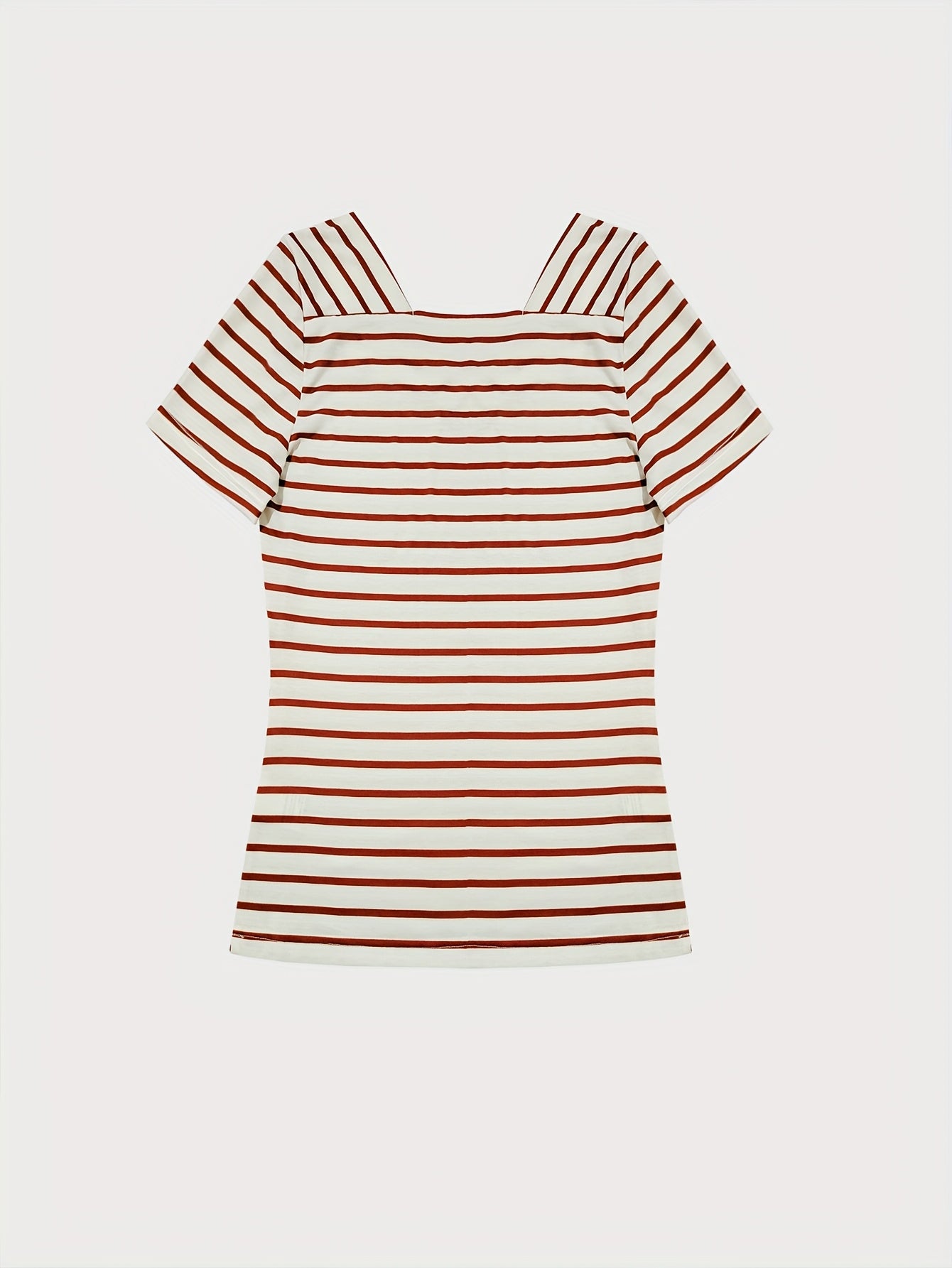 Women's Casual Fashion Striped T-Shirt with Short Sleeves - Elegant V-Neck, Spring/Summer Style, Sleeveless Top|Striped Top|Casual Style