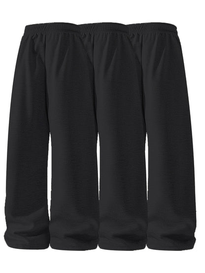 3pcs Men's Lightweight Soft Joggers - Loose Fit Straight Leg Pants Waist, Light Grey & Black/Dark Grey, All-Season Comfort Suitable for Gym, Casual Wear, Everyday Use - Straightforward Casual Style (Stock Available)