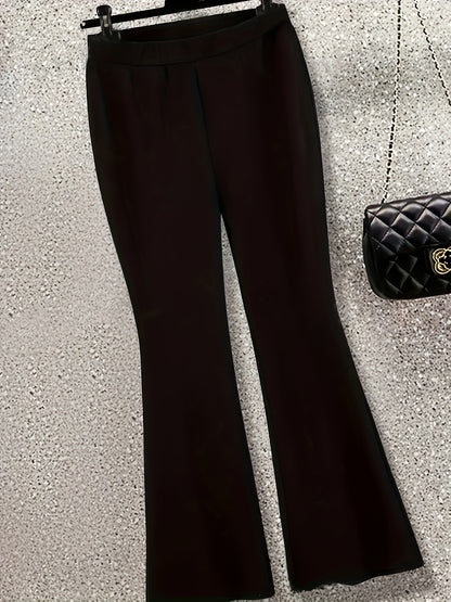 Black & White Striped Top + Flare Pants Set: V - Neck, Tie - Sleeves. Chic Office/Street Style. Trendy & Coordinated