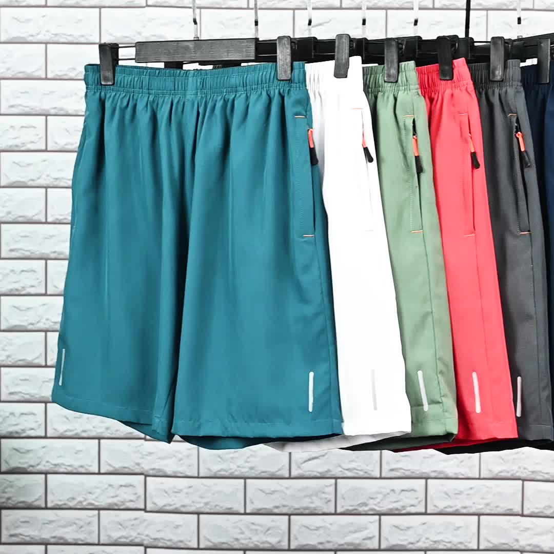 7pcs Lightweight Quick-Drying Sports Shorts with Pocket Embossed - Comfortable Drawstring Waist, Casual And Fitness Clothing, Orange/Black/Blue/Grey/Bean Green/Lake Blue/White/Shorts