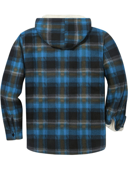 Men'S Heavyweight Fleece Hoodies Jacket - Full Zip Up Thick Sherpa Lined Flannel Plaid Shirt Jacket
