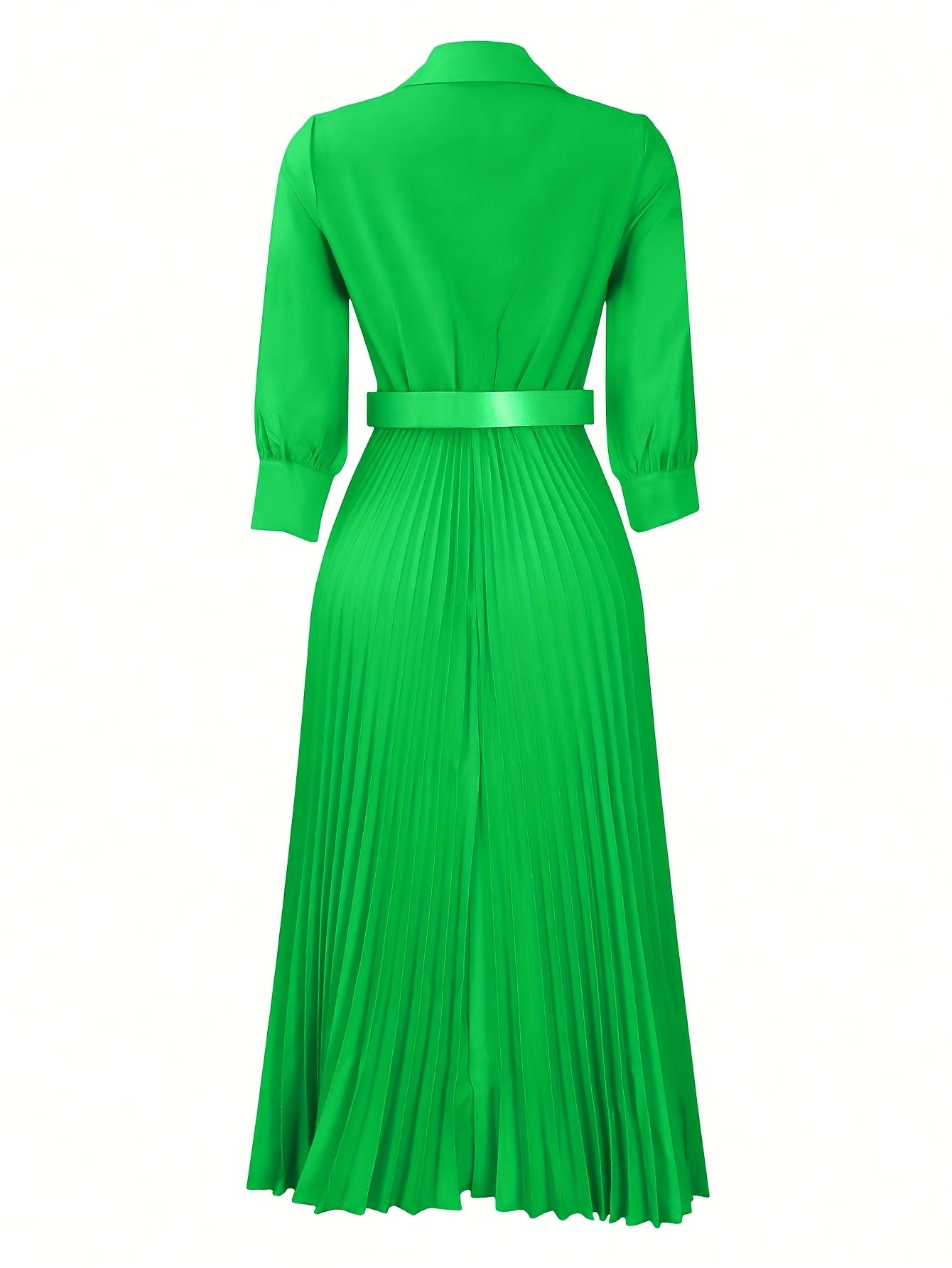 Women's Dress, 3/4 Sleeve Flared A Line, Casual Semi Formal with Belt, Wedding Guest Office Lady