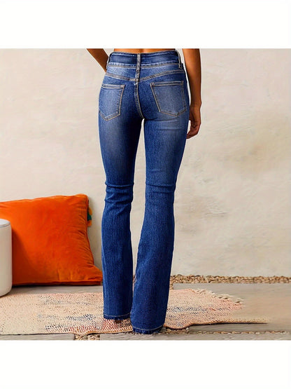 European And American Cross-border Retro Stretch Jeans Women's Fashion 2025 Spring New Washed Street Flared Long Pants
