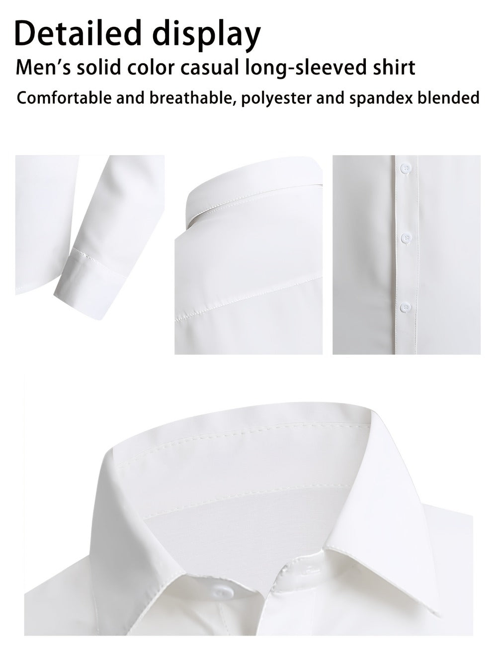 Men's Solid Color Dress Shirt - Collared Long Sleeve 146277