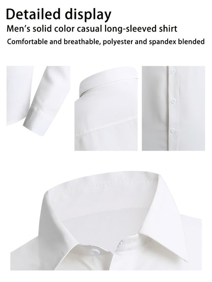 Men's Solid Color Dress Shirt - Collared Long Sleeve 146277