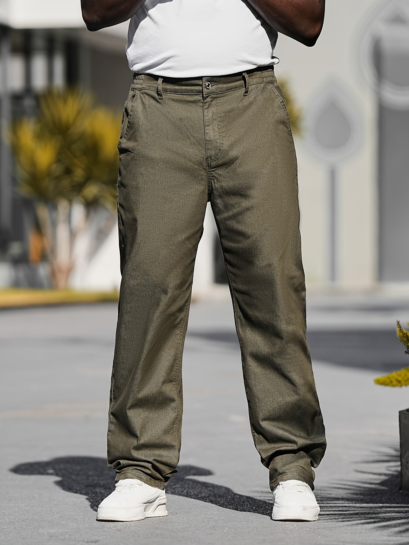 Men'S Plus Size Straight-Leg Jeans with Elastic Waist - Comfortable Denim Casual Trousers Featuring a Woven Design, Suitable for Spring, Summer, And Fall, Easy to Maintain (Machine Washable) - Plus Size Straight Leg Jeans for Men, PLUS SIZE