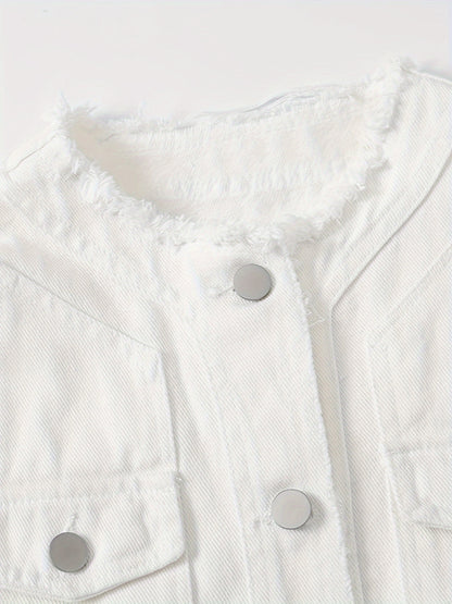 Women's Candy Color Sleeveless Denim Vest Button Jean Waistcoat Collarless Jacket Tassel Design Vest for Women