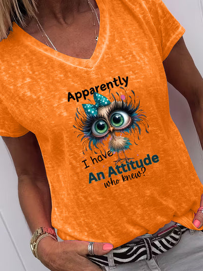 Casual V-Neck Short Sleeve T-Shirt | Featuring a Funny Chick Print, Perfect for Home, Going Out, or as a Gift for New Year, Valentine'S Day, and More