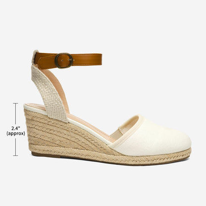 Women's Ankle Strap Closed Toe Espadrille Wedge Heels Sandals, Versatile and Stylish for weddings, shopping, dating, with wrap dresses, jeans, skirts, shorts, jumpsuits, for formal or casual occasions