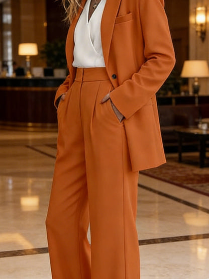 Women'S Suit Set | Soft Fabric Classic Relaxed Fit Tapered Silhouette | Casual Blazer Pants Two Piece Set Business Formal Style for Business Trip And Networking Event Occasions | Structured