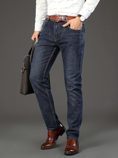 Men'S Classic Design Jeans, Semi-formal Stretch Jeans For Business
