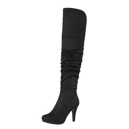 DREAM PAIRS Women's Black Thigh High Chunky Heel Platform Over The Knee Boots Size 9.5 M