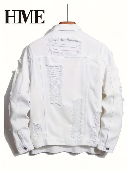 Men's White Denim Oversized Denim Jacket - product view 2