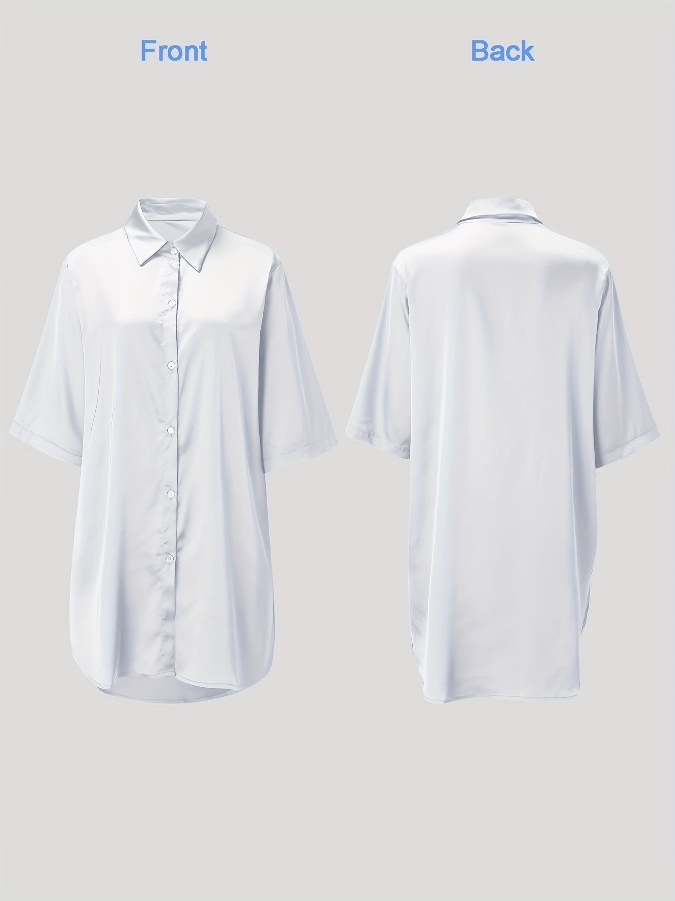 European And American Solid Color Sexy Shirt for Women Comfortable And Smooth Home Wear Long Pajamas
